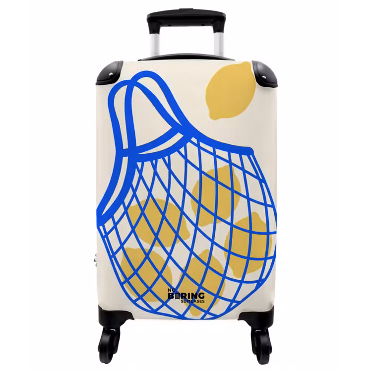 Koffer - Essen – Zitrone – Einkäufe – Abstrakt – Gelb – Blau - Eten - Citroen - Boodschappen - Abstract - Geel - Blauw NBS - Handbagage koffer - Vrouwen middel
