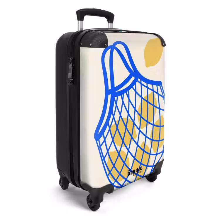 Koffer - Essen – Zitrone – Einkäufe – Abstrakt – Gelb – Blau - Eten - Citroen - Boodschappen - Abstract - Geel - Blauw NBS - Handbagage koffer - Vrouwen middel