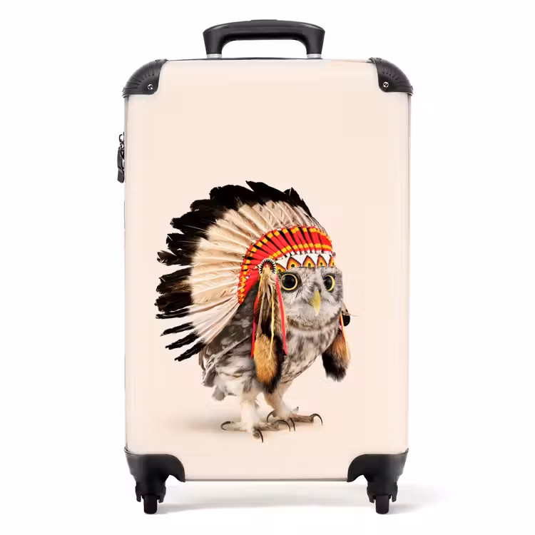 Uil als Indiaan NBS - Handbagage koffer - Unisex middel -productfoto_recht