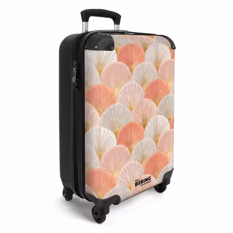Koffer - Fächer - Gold - Rosa - Waaiers - Goud - Roze NBS - Handbagage koffer - Vrouwen middel