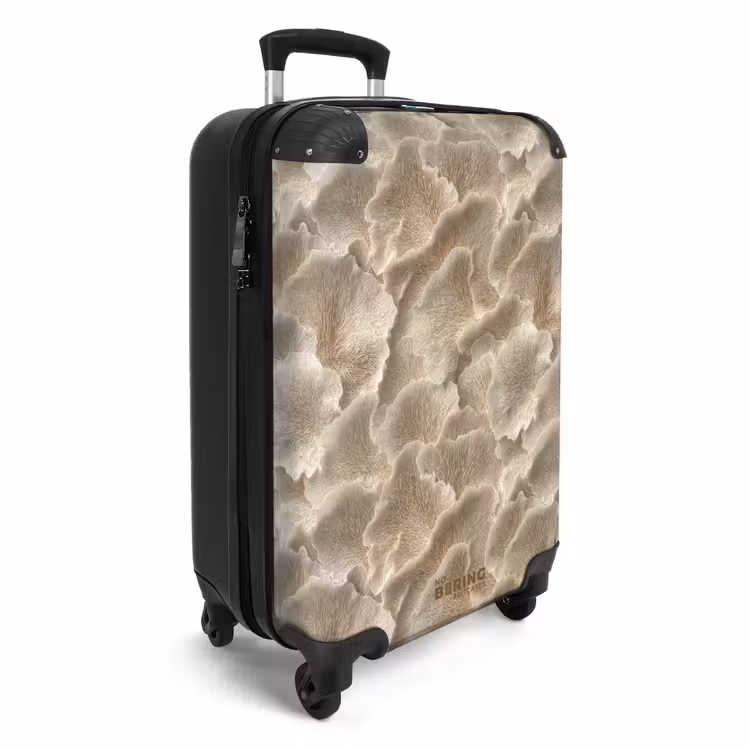 Waaierstructuren - Beige - Vezeltextuur NBS - Handbagage koffer - Volwassenen Unisex middel -productfoto_3d