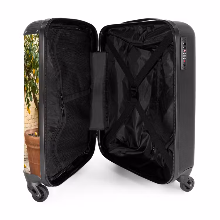 Koffer - Fahrrad – Korb – Essen – Gelb – Sommer - Fiets - Mand - Eten - Geel - Zomer NBS - Handbagage koffer - Vrouwen middel