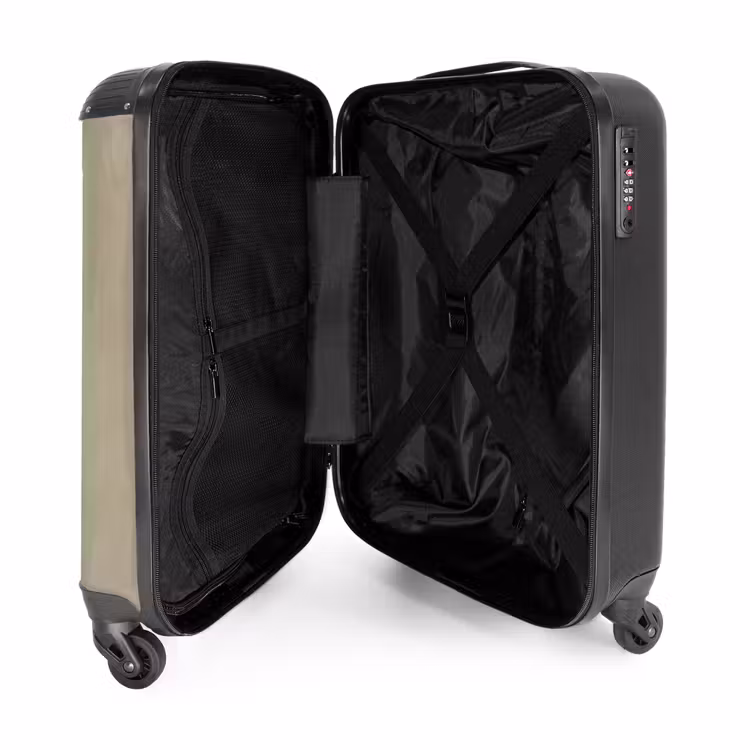 Taupekleur - Gewolkt textuur - Natuurlijk NBS - Handbagage koffer - Volwassenen Unisex middel -binnenkant