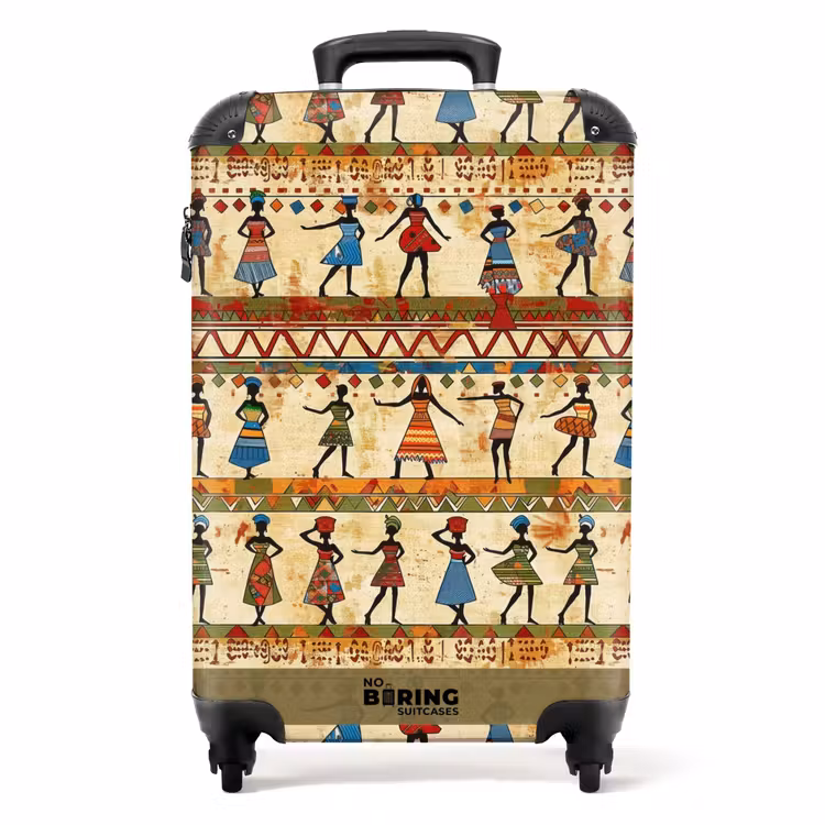 Koffer - Farbenfroh – Afrikanisch – Ethnisch – Tanzende Frauen – Muster - Kleurrijk - Afrikaans - Etnisch - Dansende Vrouwen - Patroon NBS - Handbagage koffer - Volwassenen Unisex middel
