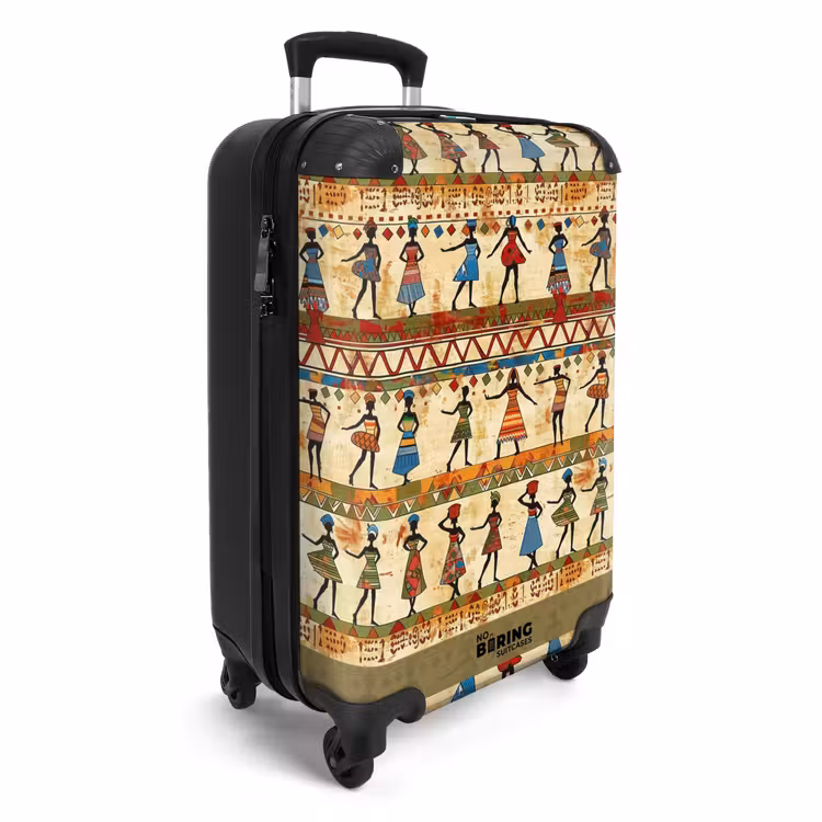 Koffer - Farbenfroh – Afrikanisch – Ethnisch – Tanzende Frauen – Muster - Kleurrijk - Afrikaans - Etnisch - Dansende Vrouwen - Patroon NBS - Handbagage koffer - Volwassenen Unisex middel