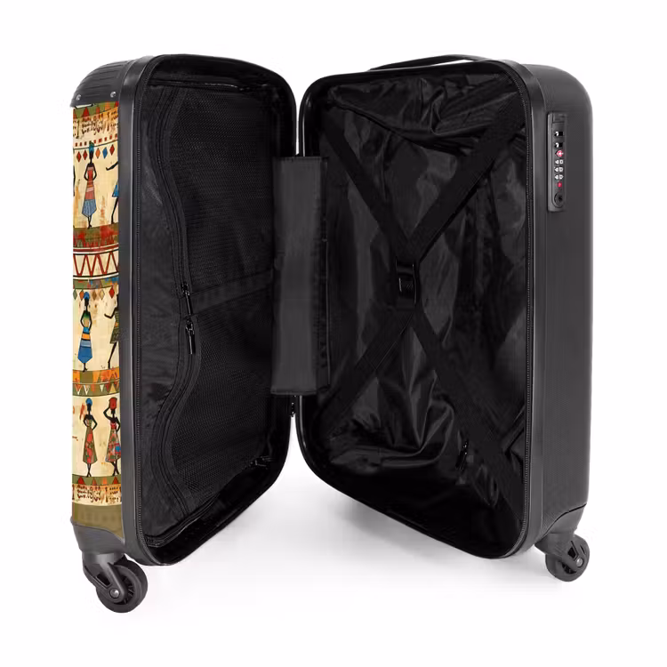 Koffer - Farbenfroh – Afrikanisch – Ethnisch – Tanzende Frauen – Muster - Kleurrijk - Afrikaans - Etnisch - Dansende Vrouwen - Patroon NBS - Handbagage koffer - Volwassenen Unisex middel