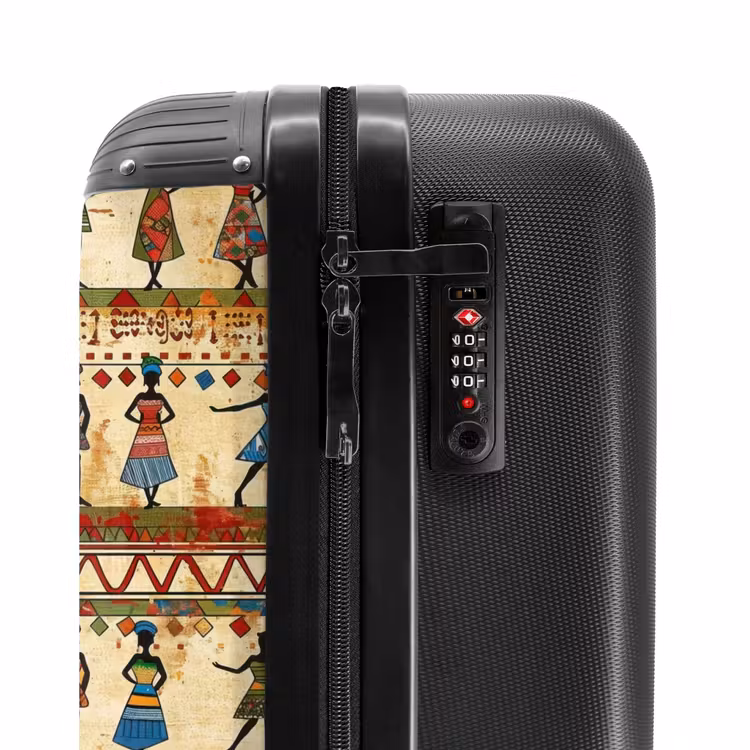 Koffer - Farbenfroh – Afrikanisch – Ethnisch – Tanzende Frauen – Muster - Kleurrijk - Afrikaans - Etnisch - Dansende Vrouwen - Patroon NBS - Handbagage koffer - Volwassenen Unisex middel