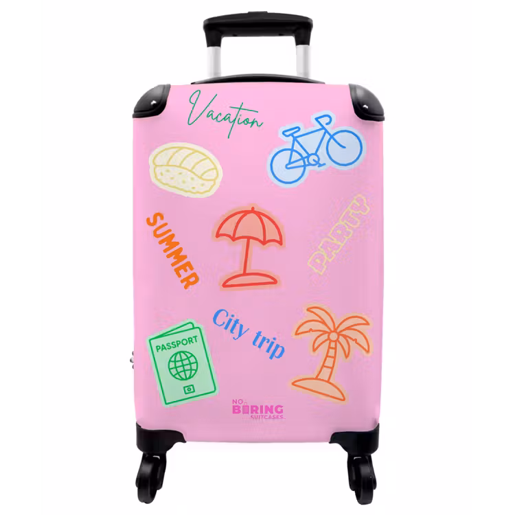 Koffer - Farbenfroh – Sommer – Palme - Kleurrijk - Zomer - Palmboom NBS - Handbagage koffer - Vrouwen middel