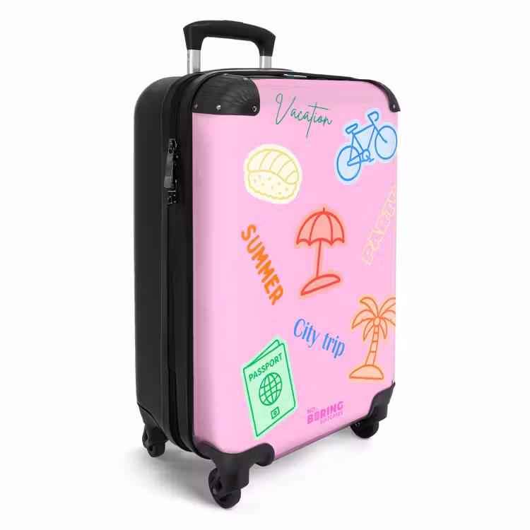 Koffer - Farbenfroh – Sommer – Palme - Kleurrijk - Zomer - Palmboom NBS - Handbagage koffer - Vrouwen middel