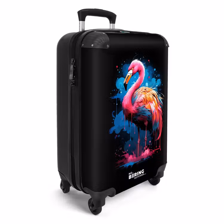 Gekleurde flamingo voor een verfexplosie NBS - Handbagage koffer - Unisex middel -binnenkant