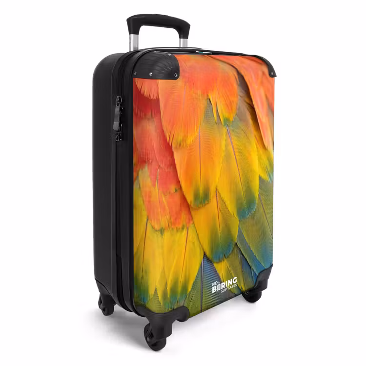 Koffer - Federn – Ara – Bunt - Veren - Ara - Kleurrijk NBS - Handbagage koffer - Volwassenen Unisex middel