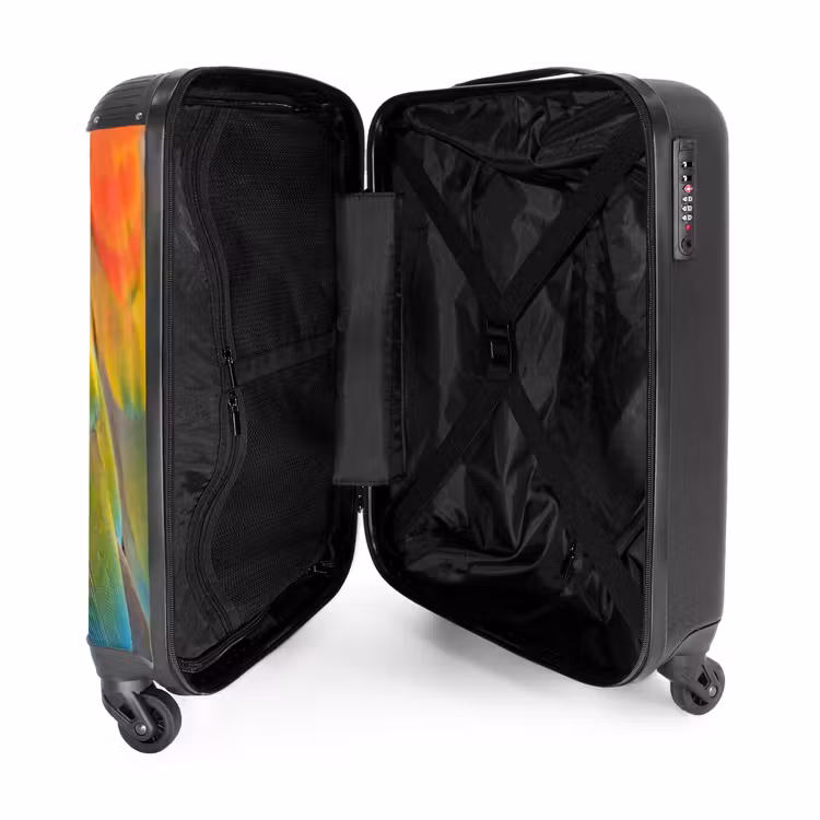 Koffer - Federn – Ara – Bunt - Veren - Ara - Kleurrijk NBS - Handbagage koffer - Volwassenen Unisex middel