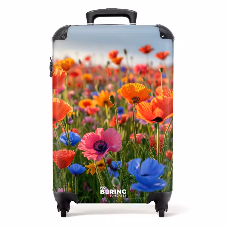 Veld met kleurrijke klaprozen NBS - Handbagage koffer - Unisex middel -productfoto_recht
