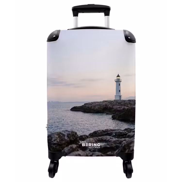 Koffer - Felsen – Leuchtturm – Weiß - Rotsen - Vuurtoren - Wit NBS - Handbagage koffer - Vrouwen middel