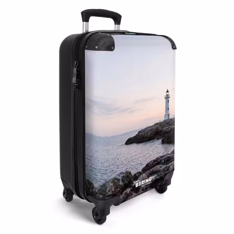 Koffer - Felsen – Leuchtturm – Weiß - Rotsen - Vuurtoren - Wit NBS - Handbagage koffer - Vrouwen middel