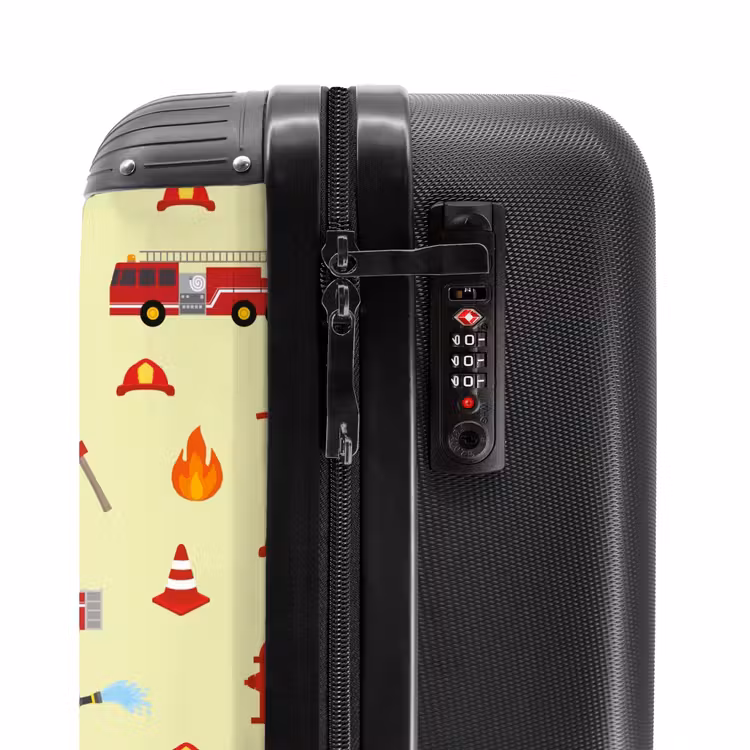 Brandweer patroon met voertuigen en vlammen NBS - Handbagage koffer - Kinderen Unisex middel -slot