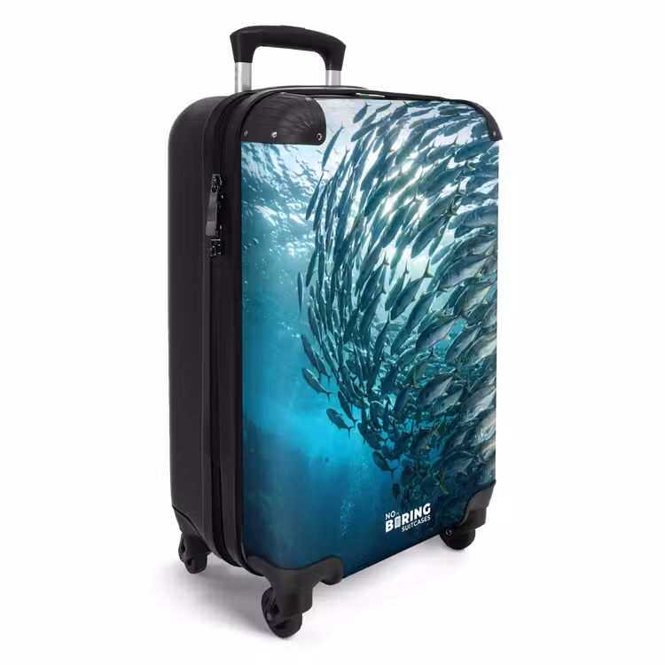 Koffer - Fisch – Fischschwarm – Ozean – Natur – Blau - Vis - School - Oceaan - Natuur - Blauw NBS - Handbagage koffer - Volwassenen Unisex middel