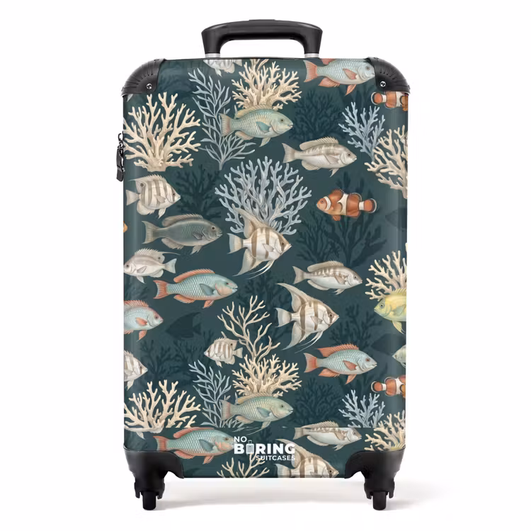 Koffer - Fisch – Koralle – Unterwasser – Illustration - Vis - Koraal - Onderwater - Illustratie NBS - Handbagage koffer - Volwassenen Unisex middel