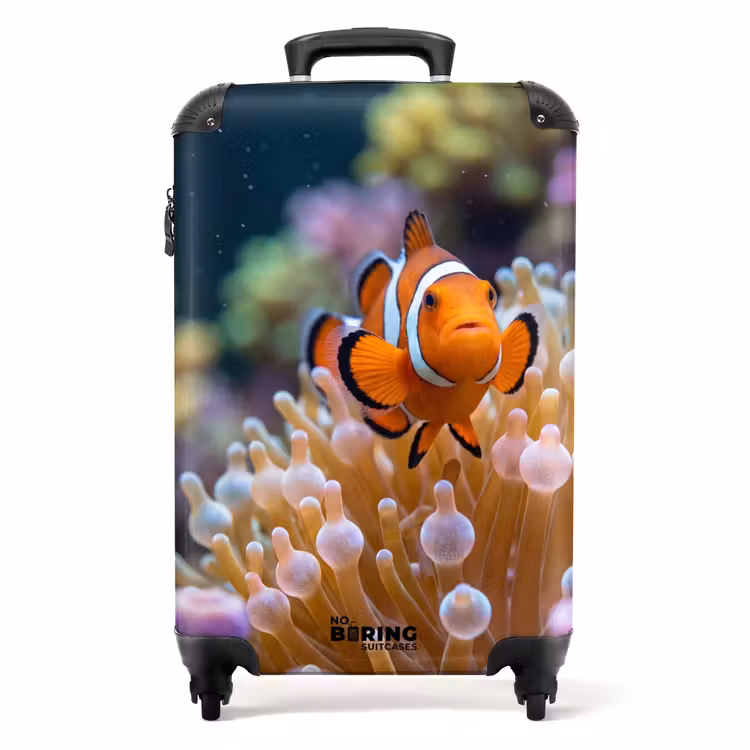 Koffer - Fisch – Koralle – Unterwasser – Orange – Tiere - Vis - Koraal - Onderwater - Oranje - Dieren NBS - Handbagage koffer - Volwassenen Unisex middel
