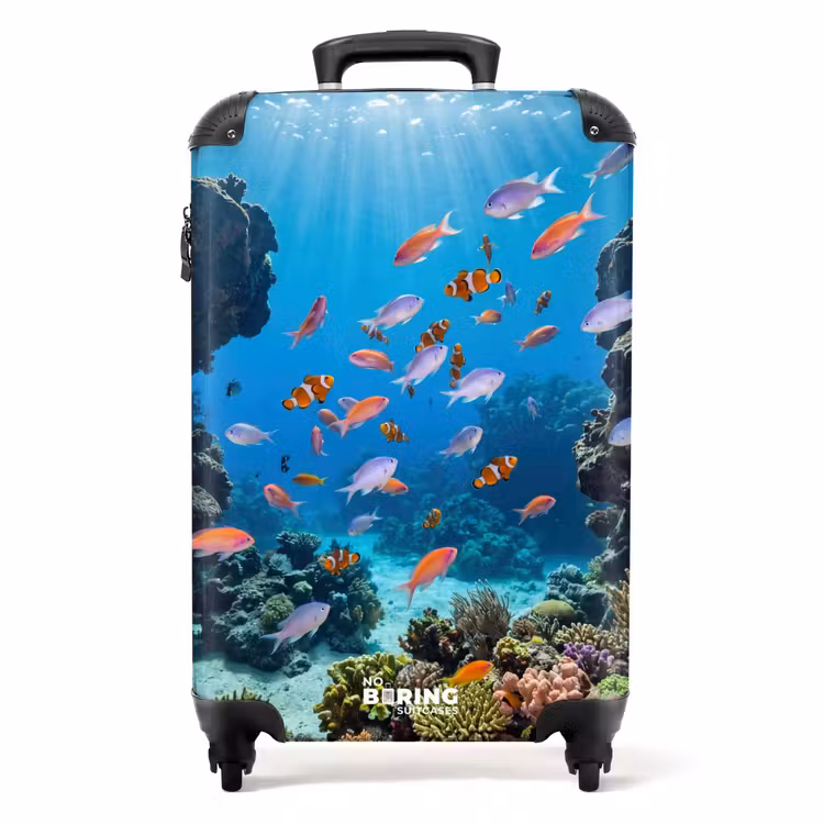 Koffer - Fisch – Korallenriff – Unterwasser – Lebendig – Blau - Vis - Koraalrif - Onderwater - Levendig - Blauw NBS - Handbagage koffer - Volwassenen Unisex middel