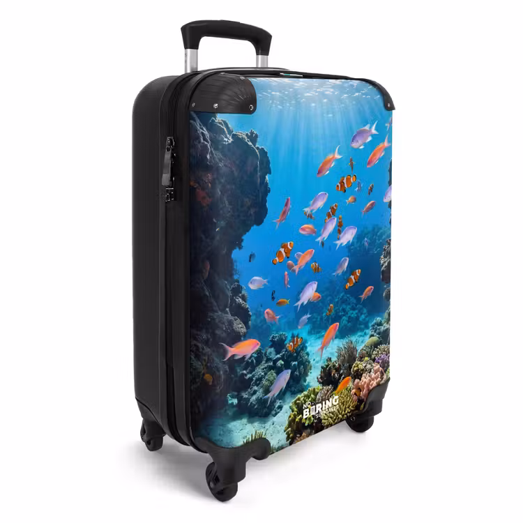 Koffer - Fisch – Korallenriff – Unterwasser – Lebendig – Blau - Vis - Koraalrif - Onderwater - Levendig - Blauw NBS - Handbagage koffer - Volwassenen Unisex middel