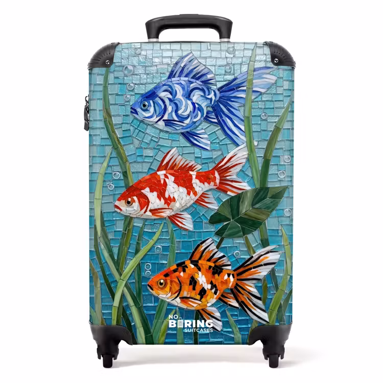 Koffer - Fisch – Mosaik – Unterwasser – Bunt – Tiere - Vis - Mozaïek - Onderwater - Kleurrijk - Dieren NBS - Handbagage koffer - Volwassenen Unisex middel