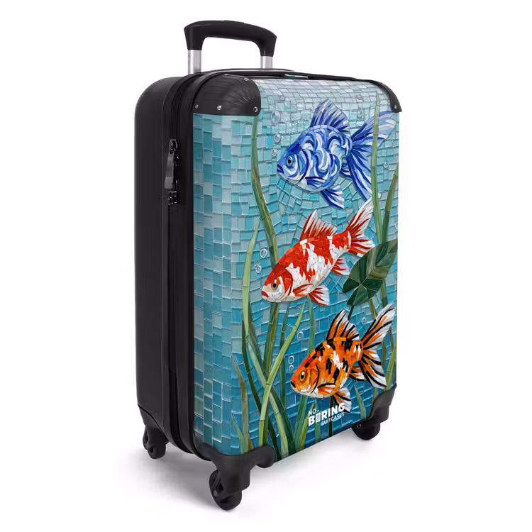 Koffer - Fisch – Mosaik – Unterwasser – Bunt – Tiere - Vis - Mozaïek - Onderwater - Kleurrijk - Dieren NBS - Handbagage koffer - Volwassenen Unisex middel