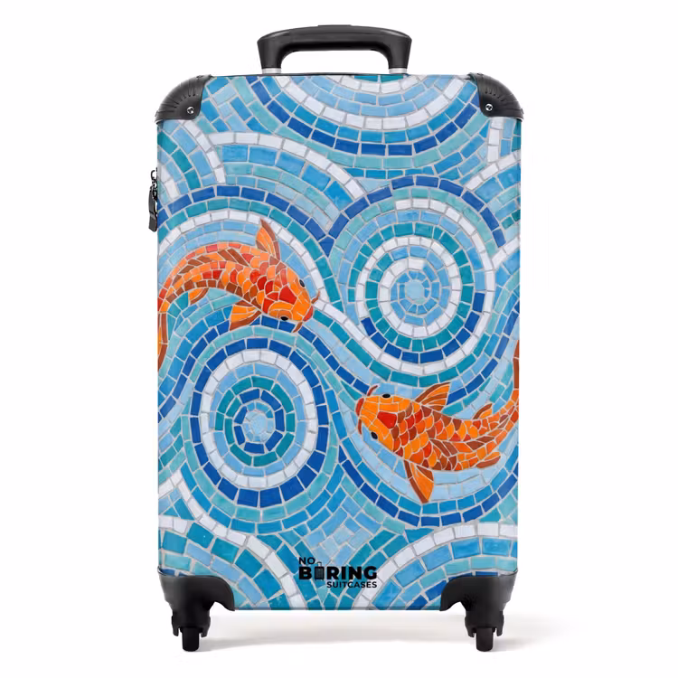 Koffer - Fisch – Mosaik – Wasser – Dekorativ – Blau - Vis - Mozaïek - Water - Decoratief - Blauw NBS - Handbagage koffer - Volwassenen Unisex middel