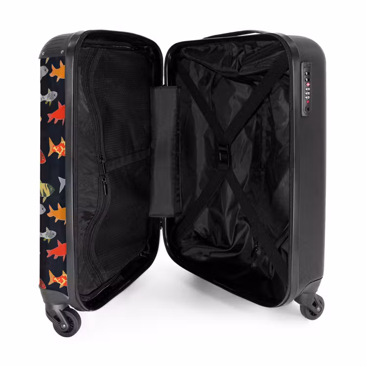 Vissen - Patroon - Kleurrijk NBS - Handbagage koffer - Volwassenen Unisex middel -binnenkant