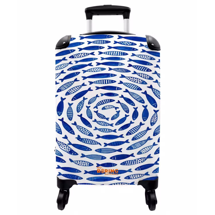 Koffer - Fisch – Muster – Unterwasser – Abstrakt – Blau - Vis - Patroon - Onderwater - Abstract - Blauw NBS - Handbagage koffer - Vrouwen middel