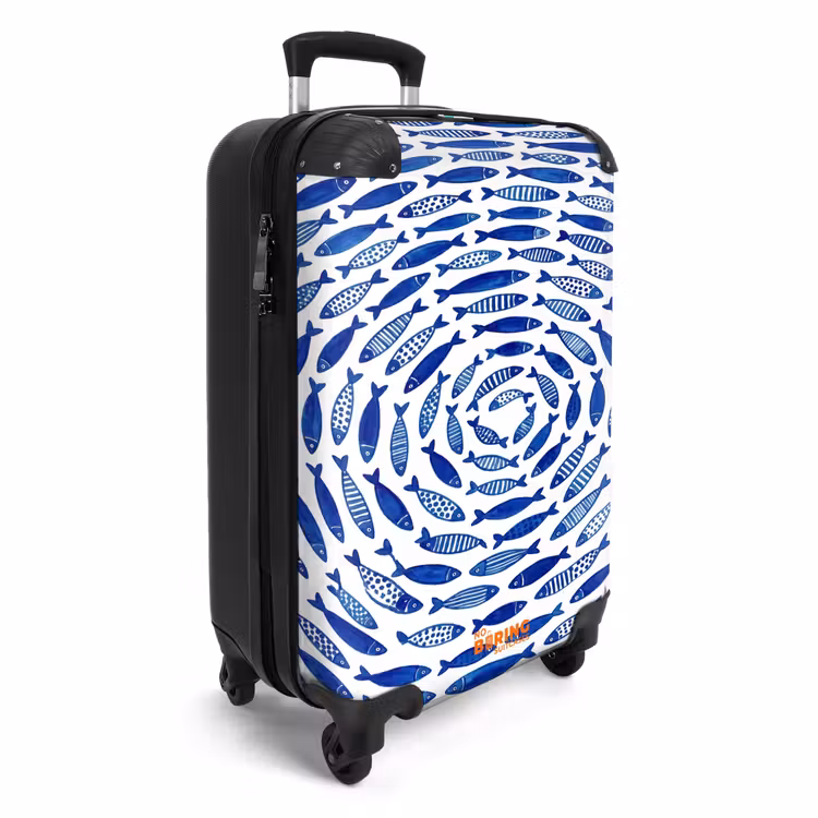 Koffer - Fisch – Muster – Unterwasser – Abstrakt – Blau - Vis - Patroon - Onderwater - Abstract - Blauw NBS - Handbagage koffer - Vrouwen middel