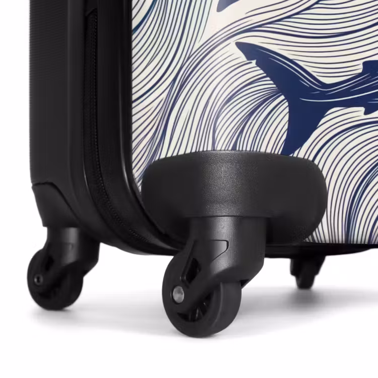 Koffer - Fisch – Ozean – Strichzeichnung – Blau – Tiere - Vis - Oceaan - Lijntekening - Blauw - Dieren NBS - Handbagage koffer - Volwassenen Unisex middel
