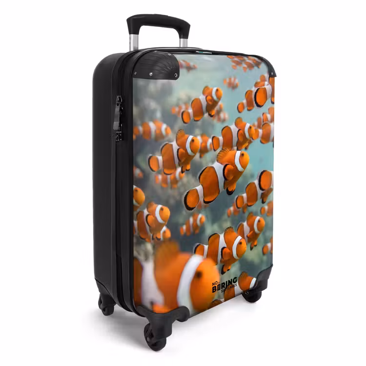 Koffer - Fisch – Schwarm – Unterwasser – Tiere – Orange - Vis - School - Onderwater - Dieren - Oranje NBS - Handbagage koffer - Volwassenen Unisex middel