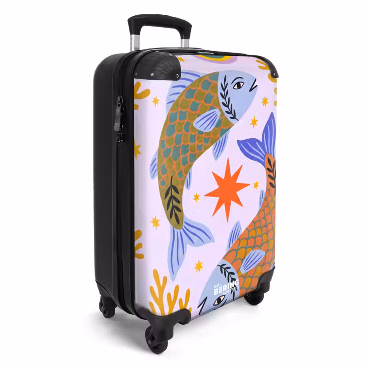 Koffer - Fisch – Unterwasser – Tiere – Abstrakt – Farbenfroh - Vis - Onderwater - Dieren - Abstract - Kleurrijk NBS - Handbagage koffer - Vrouwen middel
