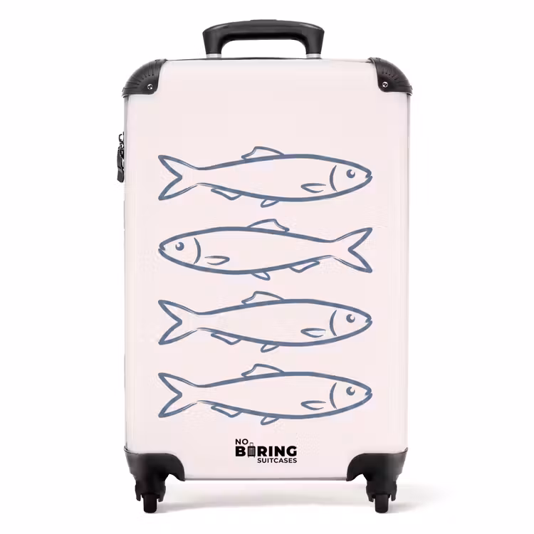 Koffer - Fisch – Vier – Tiere – Abstrakt – Blau - Vis - Vier - Dieren - Abstract - Blauw NBS - Handbagage koffer - Volwassenen Unisex middel