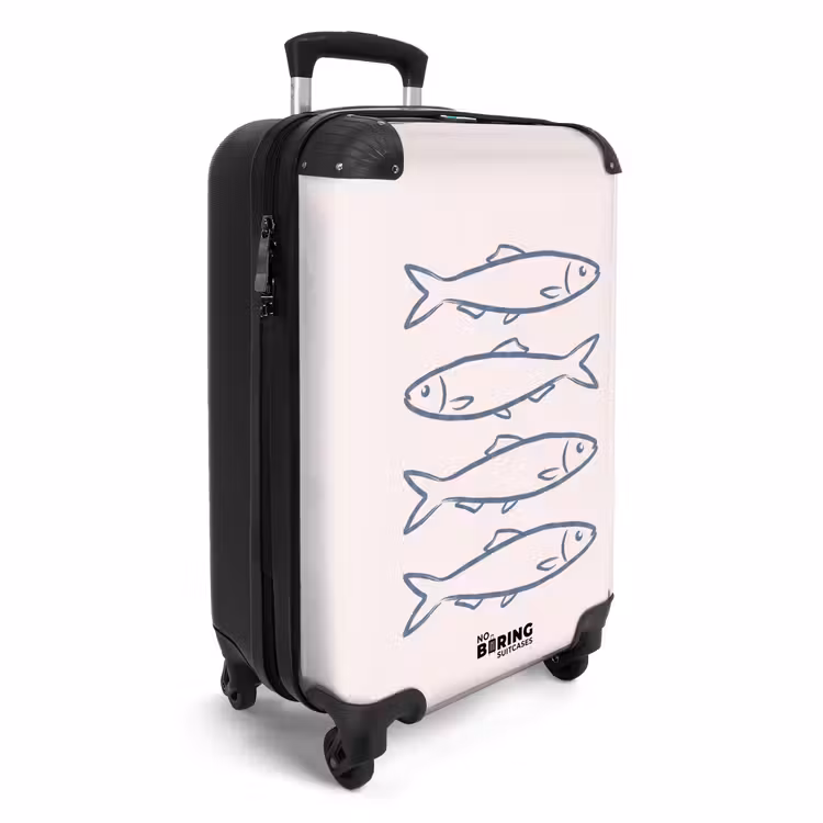 Koffer - Fisch – Vier – Tiere – Abstrakt – Blau - Vis - Vier - Dieren - Abstract - Blauw NBS - Handbagage koffer - Volwassenen Unisex middel