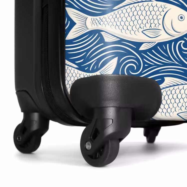 Koffer - Fisch – Wasser – Muster – Grafik – Blau - Vis - Water - Patroon - Grafisch - Blauw NBS - Handbagage koffer - Volwassenen Unisex middel