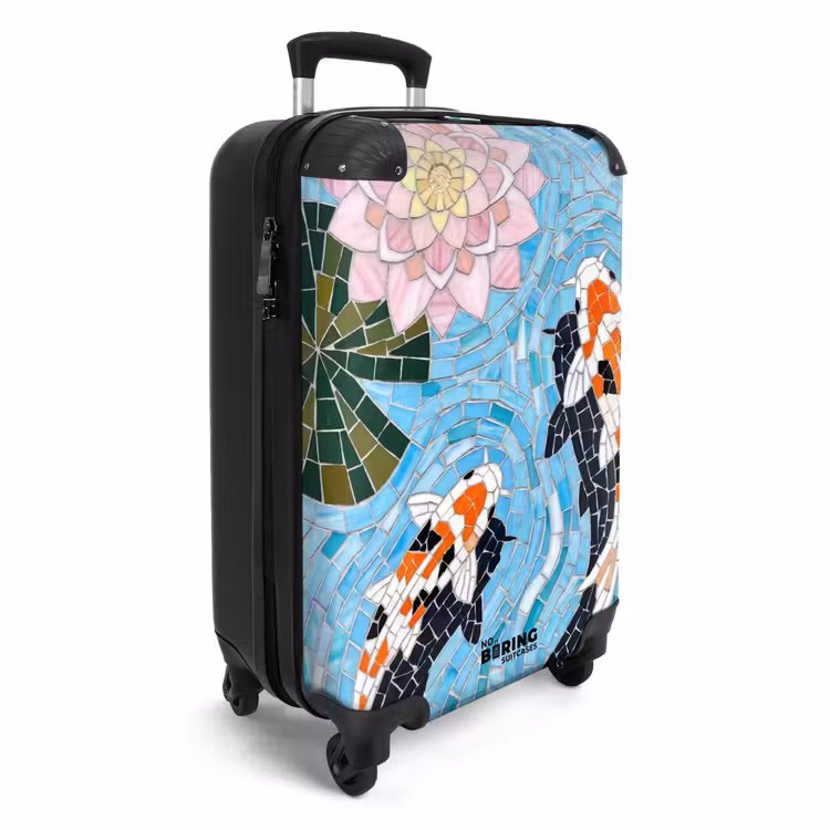 Koffer - Fisch – Wasser – Natur – Mosaik – Blau - Vis - Water - Natuur - Mozaïek - Blauw NBS - Handbagage koffer - Volwassenen Unisex middel