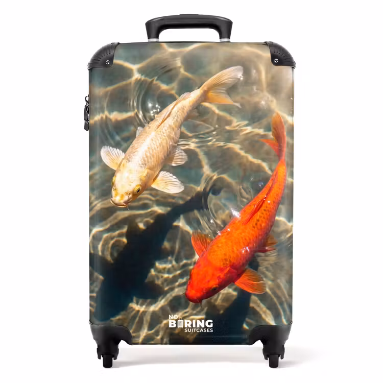 Koffer - Fisch – Wasser – Tiere – Orange – Gold - Vis - Water - Dieren - Oranje - Goud NBS - Handbagage koffer - Volwassenen Unisex middel