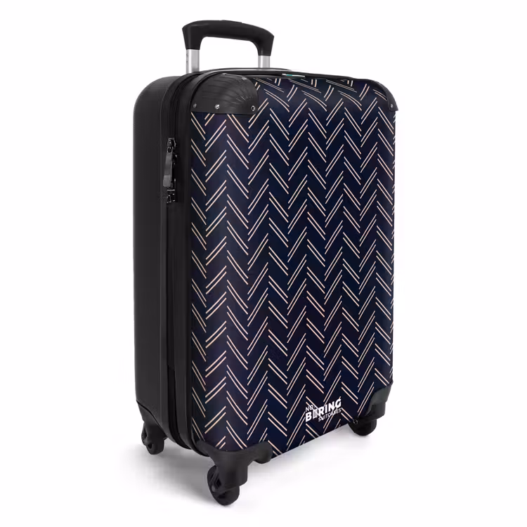 Visgraatstructuur met lichtroze lijnen op donkerblauw NBS - Handbagage koffer - Kinderen Unisex middel -productfoto_3d