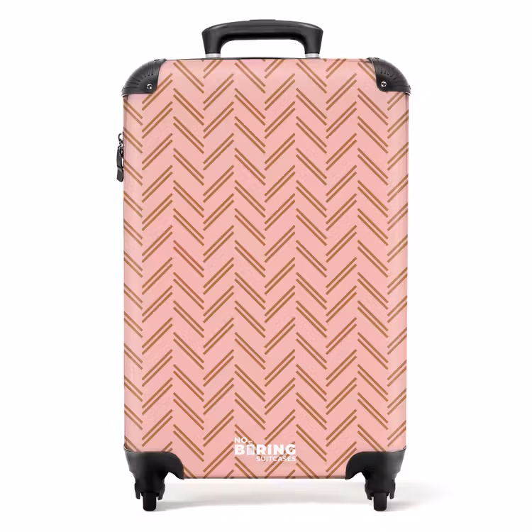 Visgraatmotief met roze en bruintinten NBS - Handbagage koffer - Kinderen Unisex middel -productfoto_recht
