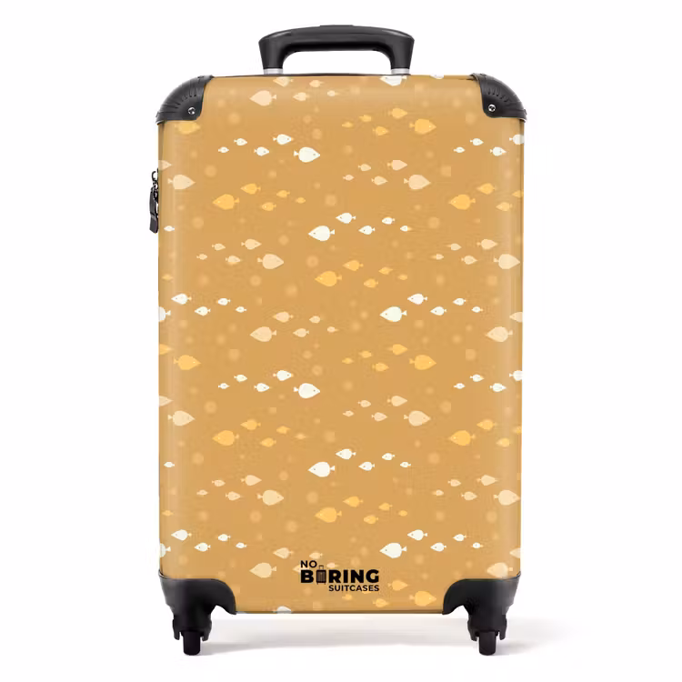 Vissen patroon beige NBS - Handbagage koffer - Kinderen Unisex middel -productfoto_recht
