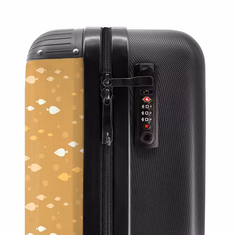 Vissen patroon beige NBS - Handbagage koffer - Kinderen Unisex middel -slot