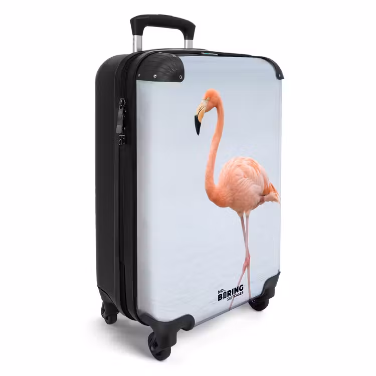 Koffer - Flamingo – Meer – Rosa - Flamingo - Zee - Roze NBS - Handbagage koffer - Vrouwen middel