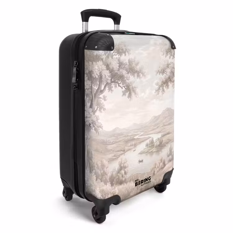 Koffer - Flusslandschaft – Berge – Natur – Vintage – Beige - Rivierlandschap - Bergen - Natuur - Vintage - Beige NBS - Handbagage koffer - Volwassenen Unisex middel