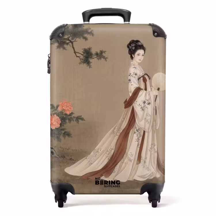 Koffer - Frau – Asien – Kunst – Beige - Vrouw - Azië - Kunst - Beige NBS - Handbagage koffer - Volwassenen Unisex middel
