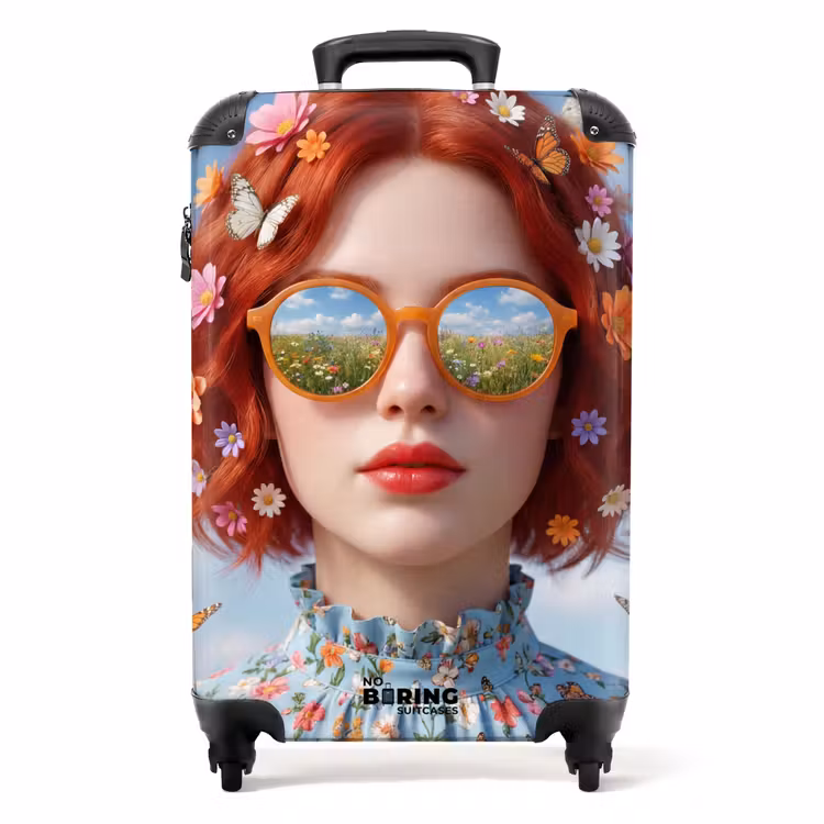 Koffer - Frau – Blumen – Sommer – Porträt – Farbenfroh - Vrouw - Bloemen - Zomer - Portret - Kleurrijk NBS - Handbagage koffer - Volwassenen Unisex middel