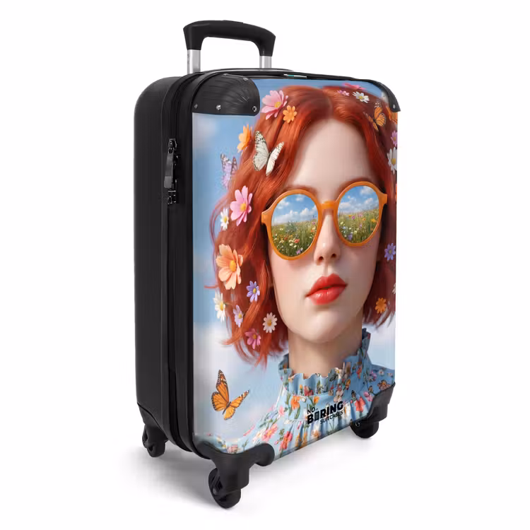 Koffer - Frau – Blumen – Sommer – Porträt – Farbenfroh - Vrouw - Bloemen - Zomer - Portret - Kleurrijk NBS - Handbagage koffer - Volwassenen Unisex middel