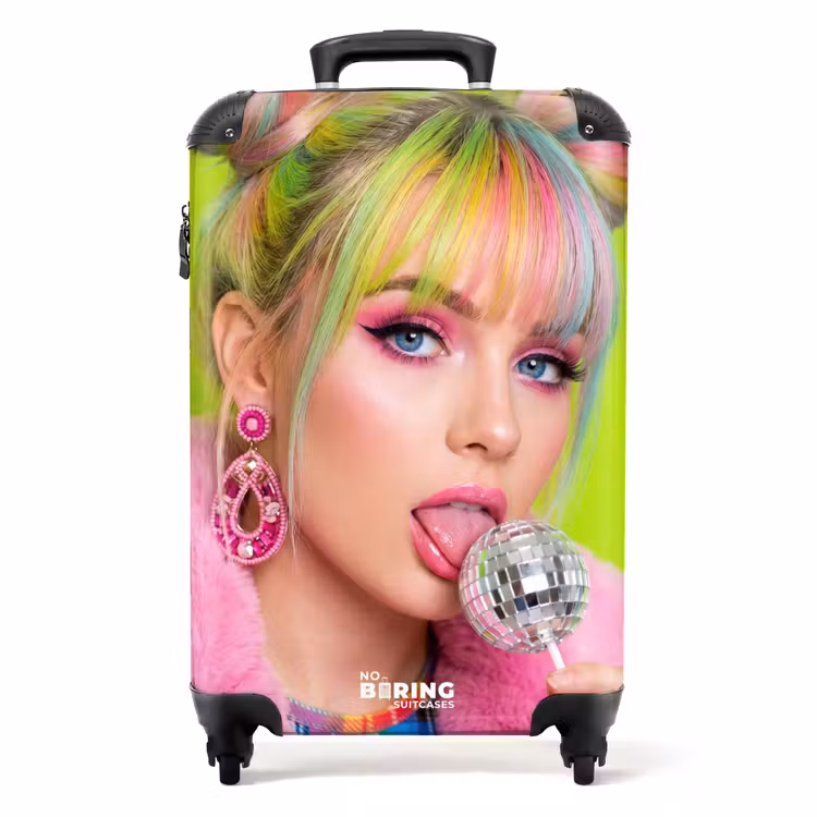 Koffer - Frau – Buntes Haar – Pop-Art – Modern – Lebhaft - Vrouw - Kleurrijk haar - Pop art - Modern - Levendig NBS - Handbagage koffer - Volwassenen Unisex middel