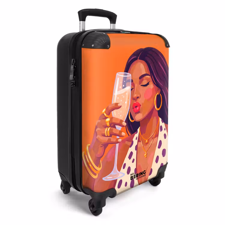 Koffer - Frau – Champagner – Party – Modern – Orange - Vrouw - Champagne - Feest - Modern - Oranje NBS - Handbagage koffer - Vrouwen middel